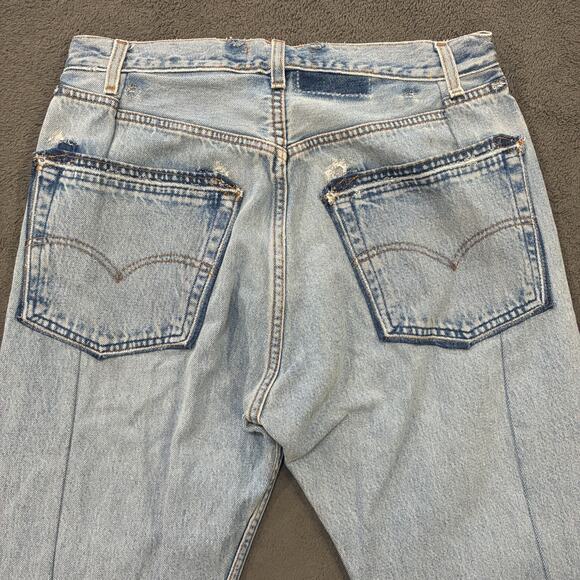 EB Denim Jeans Blue Unraveled Straight Leg Light Wash Destressed Women's Size 31 - Picture 11 of 14